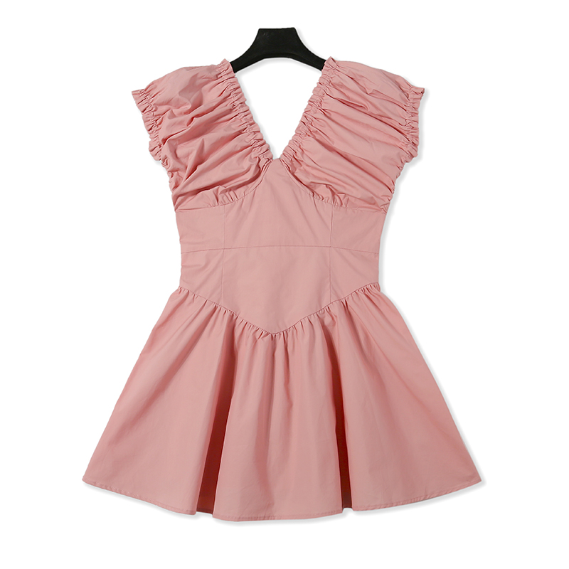 时尚气质百搭法式高级轻奢夏季甜美连衣裙显瘦收腰修身性感露背