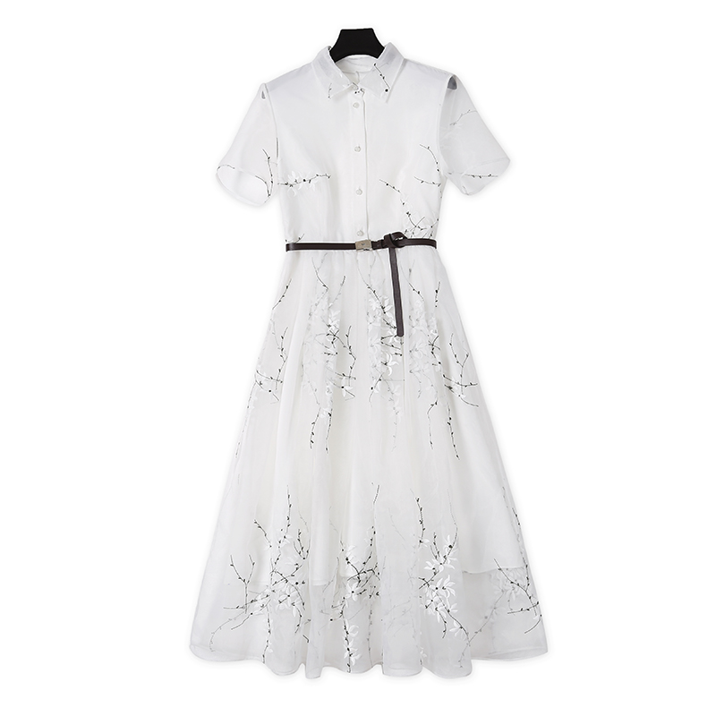 CELLENDI夏季小众收腰气质设计师白色轻奢时尚女装连衣裙休闲法式