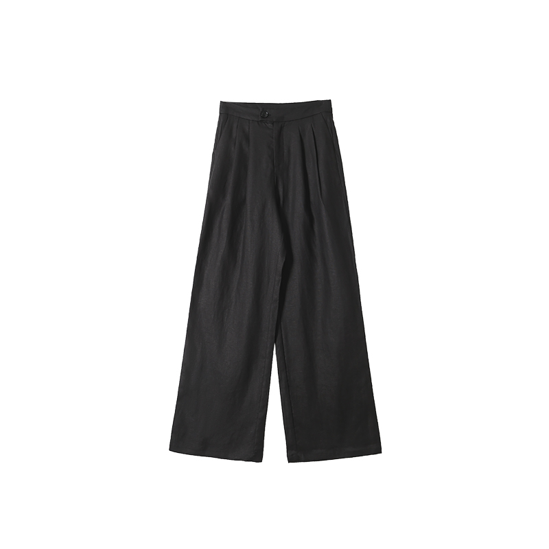 黑白直筒休闲百搭显瘦气质高腰夏季复古时尚黑色宽松垂感秋季长裤