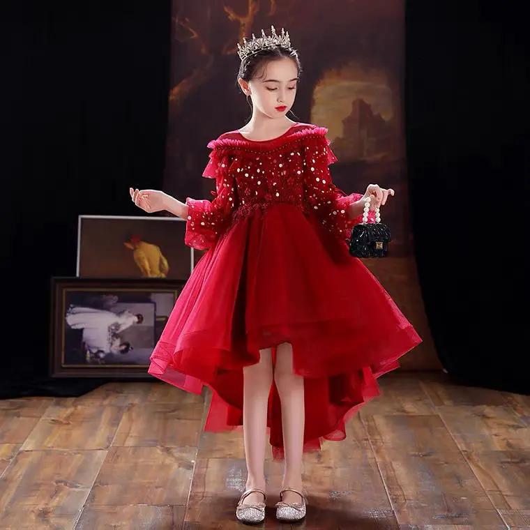 儿童婚礼2023新款礼服花童公主裙春秋女童小主持人钢琴演出服秋季