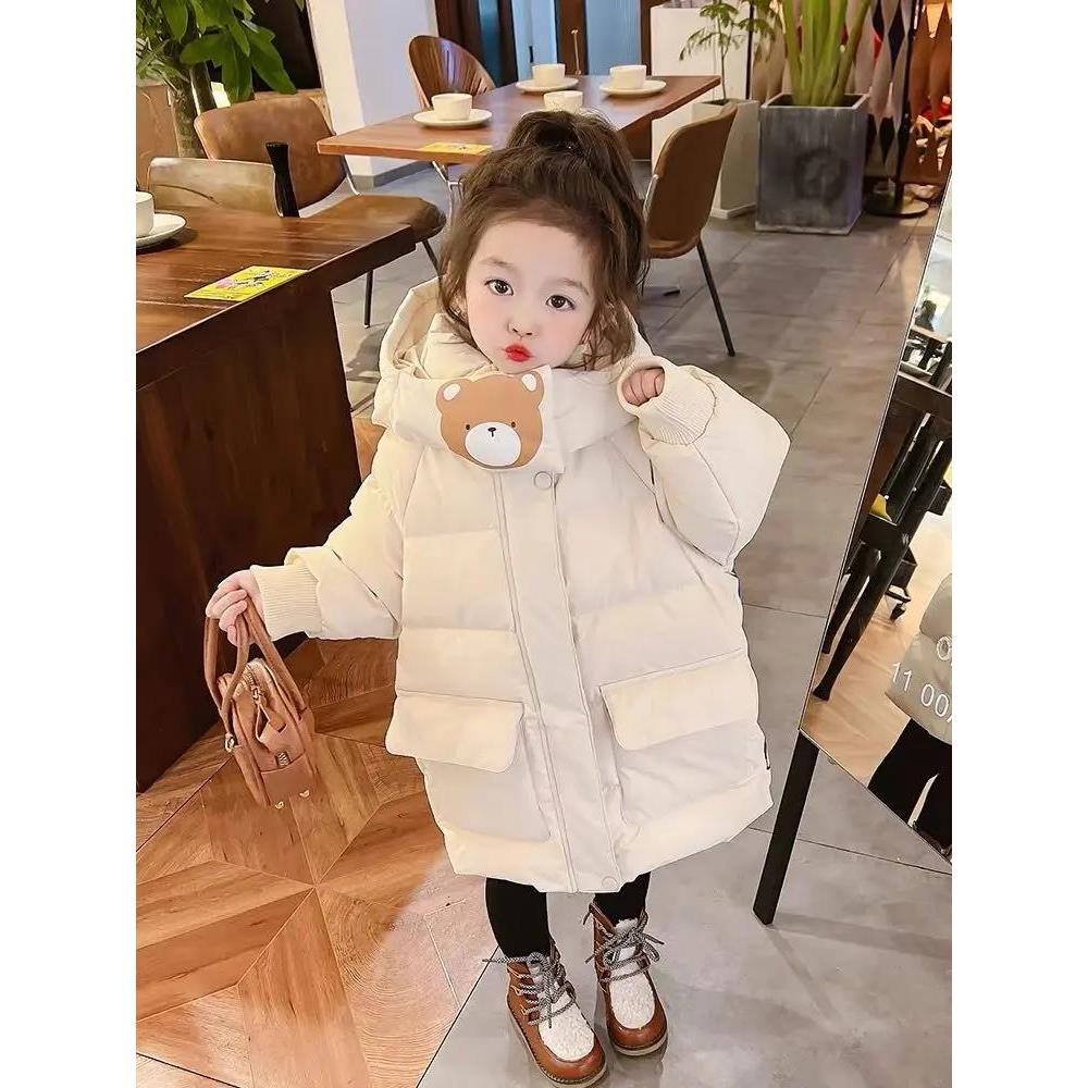 童装潮款Y女童冬季加绒加厚羽绒服新款中长款免洗过膝宝宝洋气外