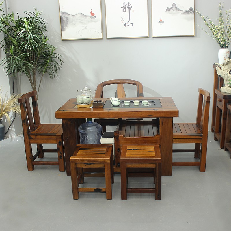 老船木茶桌椅组合实木功夫泡茶桌小户型家用阳台茶几茶桌办公室
