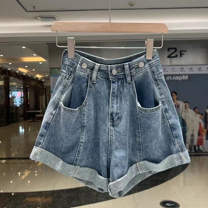 夏季新款百搭显瘦卷边休闲短裤