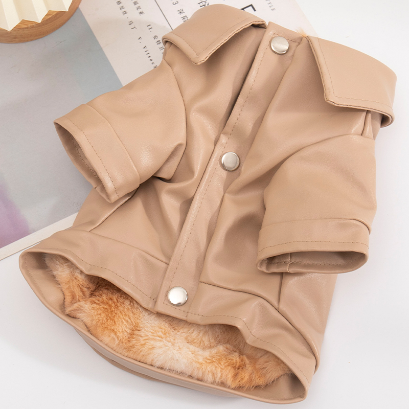 狗狗衣服秋冬保暖泰迪贵宾雪纳瑞法斗小型犬潮牌加绒宠物皮衣棉衣