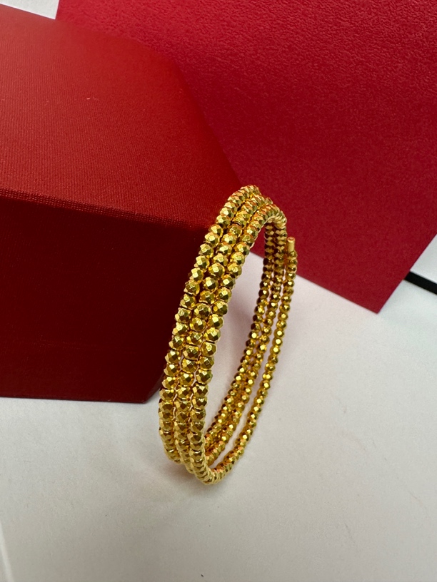 足银手链 【翠逸珠宝】蹦迪珠珠手链三圈外包亮金足银弹性