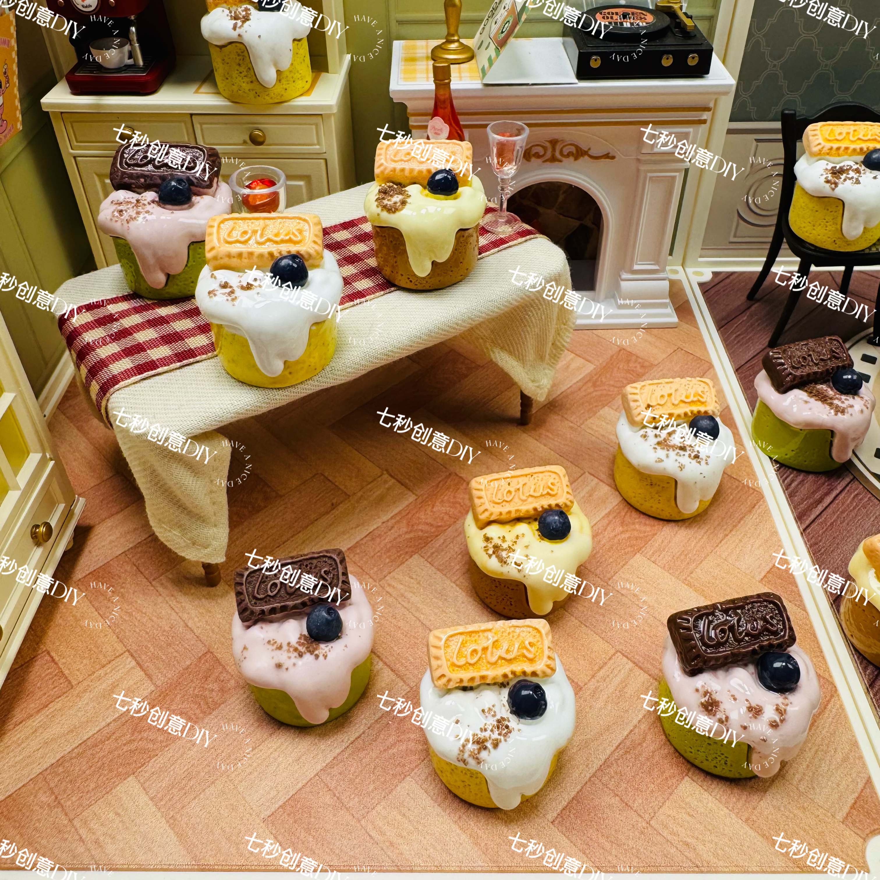 【伯爵红茶蛋糕】七秒家定制食玩手工diy饰品奶油胶配件