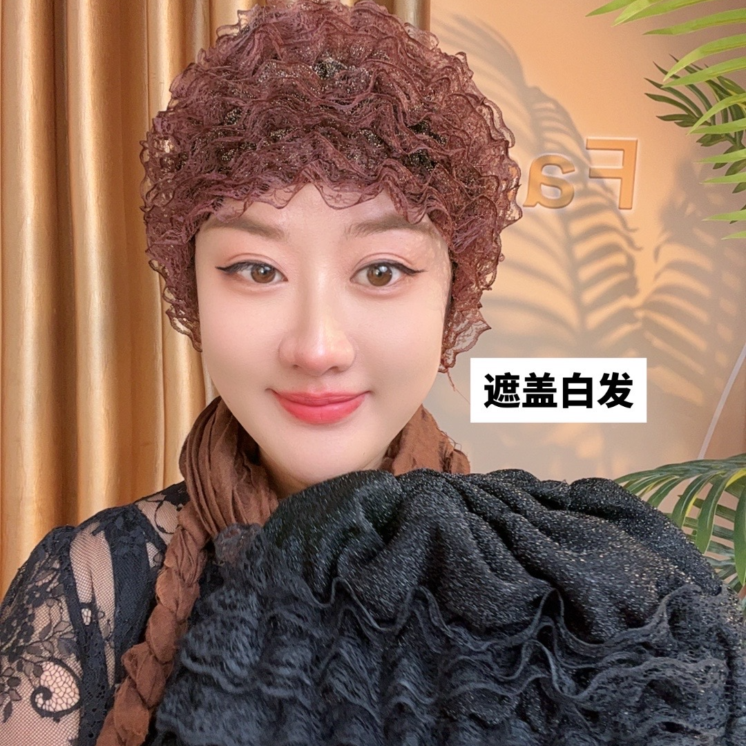 四季网纱(有弹力) 遮盖白发蕾丝花边时尚女士透气美人帽网红帽子