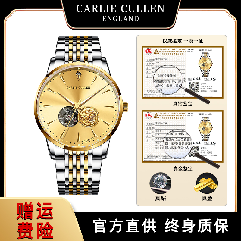【鹏总专属】真金真钻金龍系列全自动机械表男士高端奢华品牌腕表