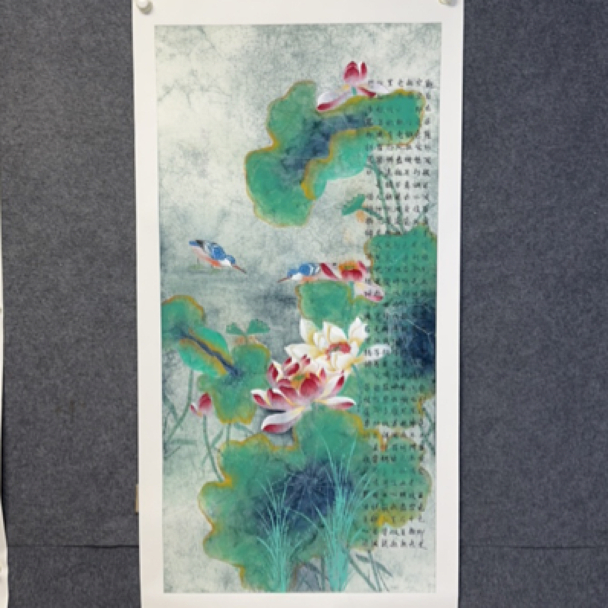 纯手绘国画荷花系列   四尺138/68玄关入户挂画过道字画