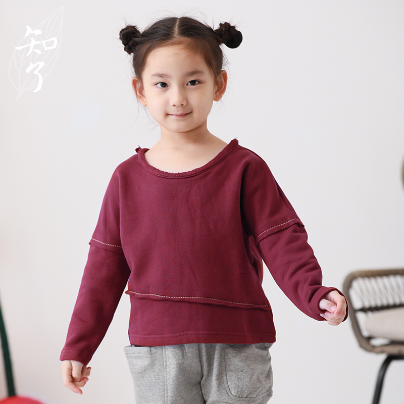 【清仓】知了童装4123 春秋圆领女童儿童全棉加厚针织T恤卫衣