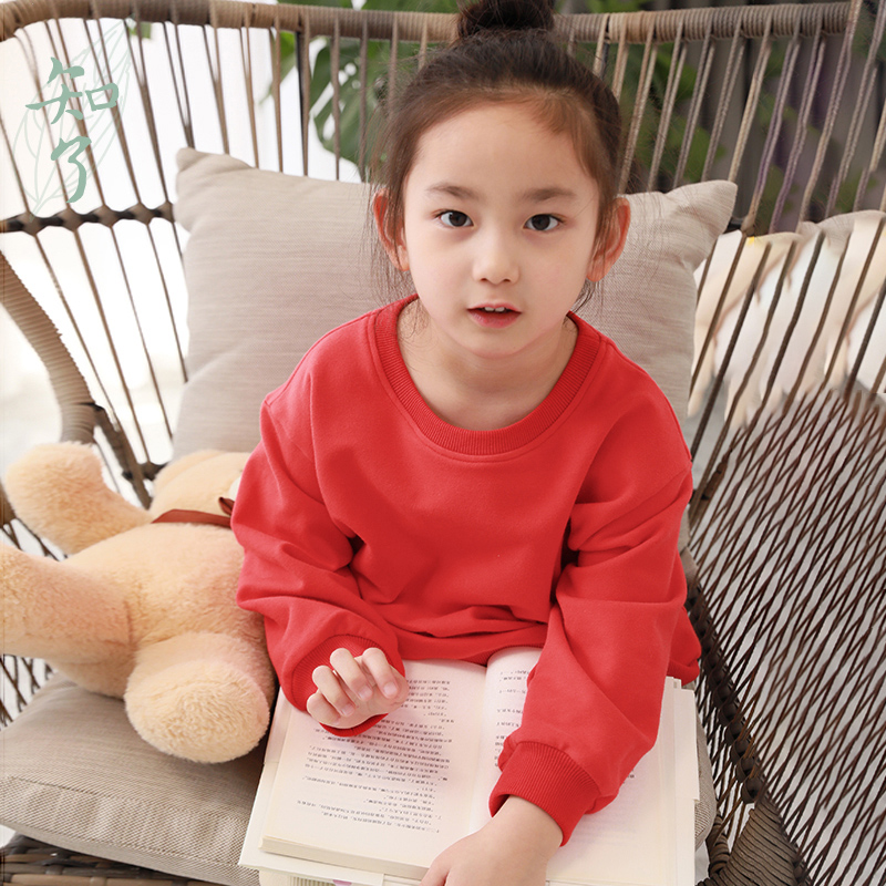 知了童装51537 秋冬棉卡斯绒套头衫外穿女童加绒卫衣儿童