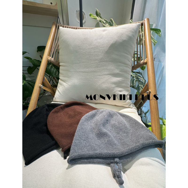 MoNvKiKi Plus5【羊毛冷帽】简约抽绳针织帽百搭显脸小时尚搭配015