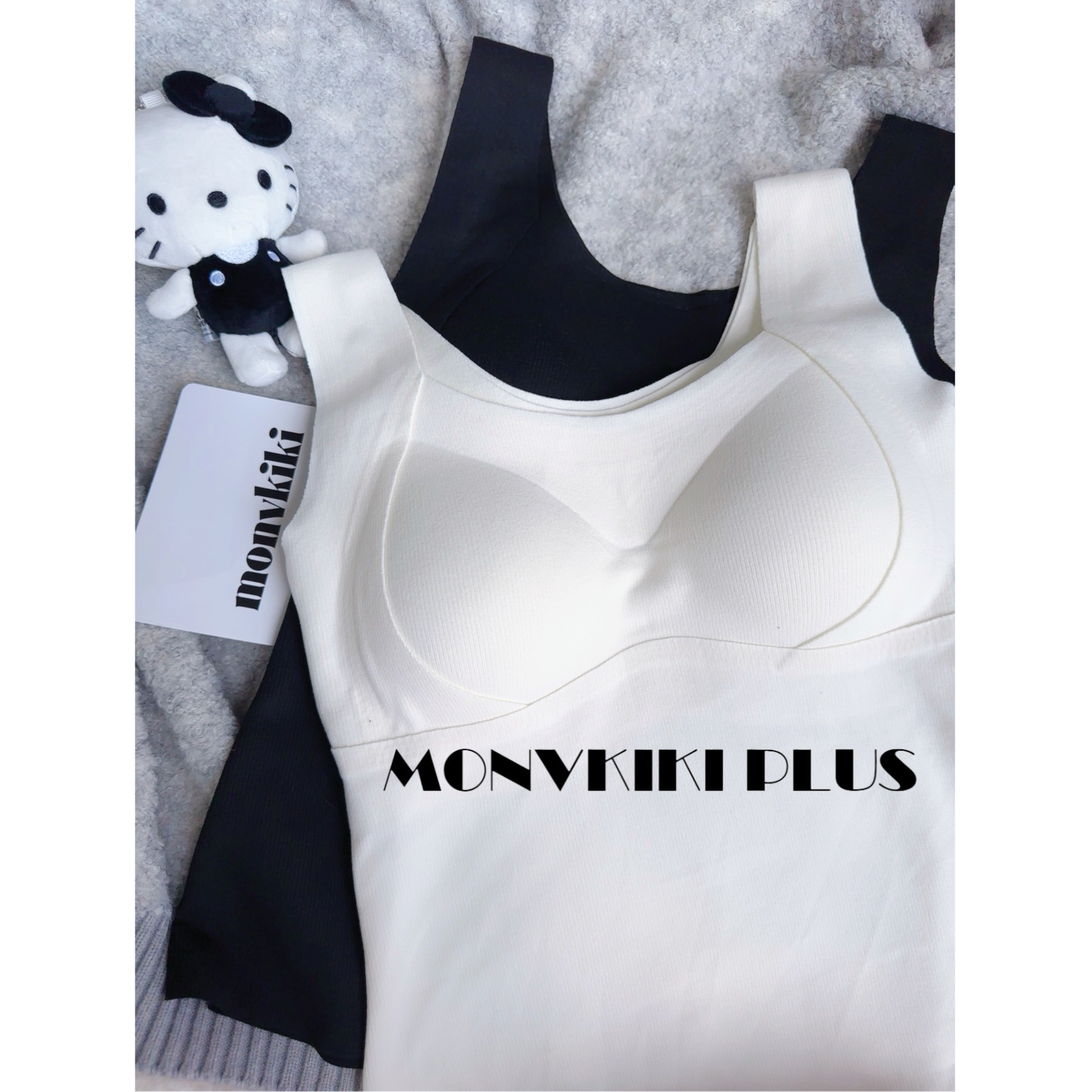 MoNvKiKiPlus5【羊毛蚕丝背心】磨毛背心冬季打底保暖胸垫一体#9011