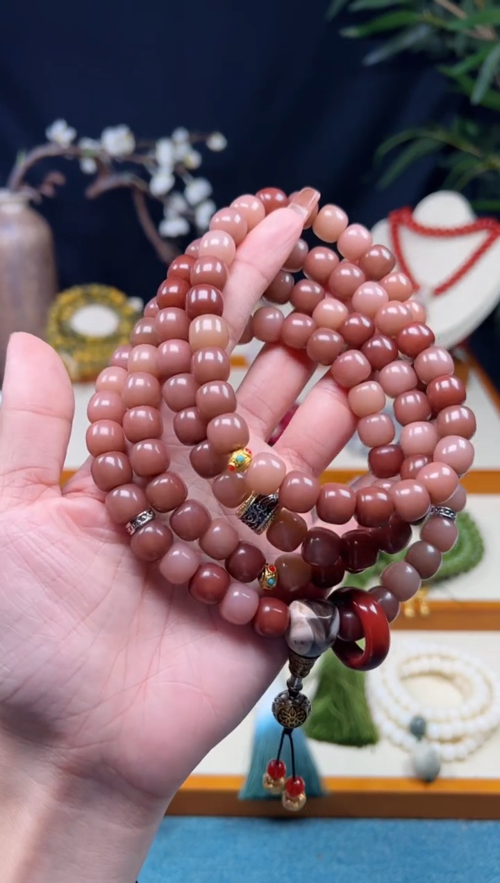 【闪购商品】白玉菩提手串干枯玫瑰多圈桶珠108颗