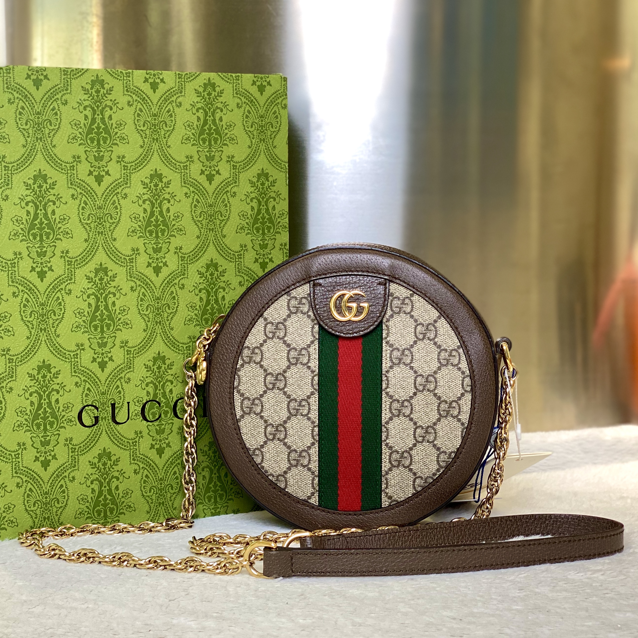 99新 GUCCI/古驰 古有98新Gucci圆饼链条斜挎包9276