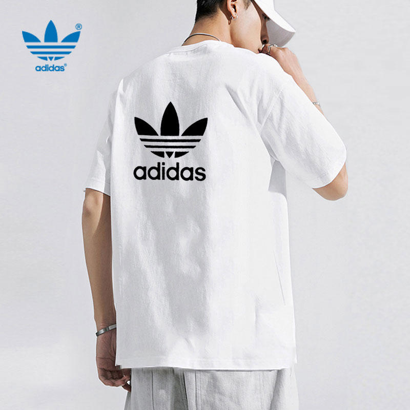 adidas/阿迪达斯三叶草白T恤男短袖新款圆领跑步运动服潮 GN3453