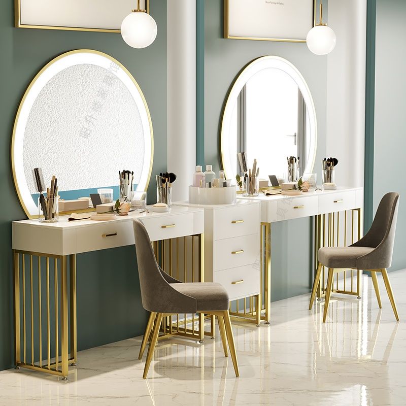 【小扬哥推荐】影楼带灯梳妆台轻奢大理石美容院工作室专用化妆桌