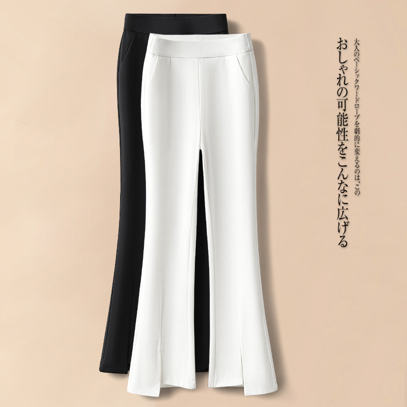 微喇裤女新款长裤高腰九分春秋款开叉显瘦时尚休闲女裤喇叭裤子