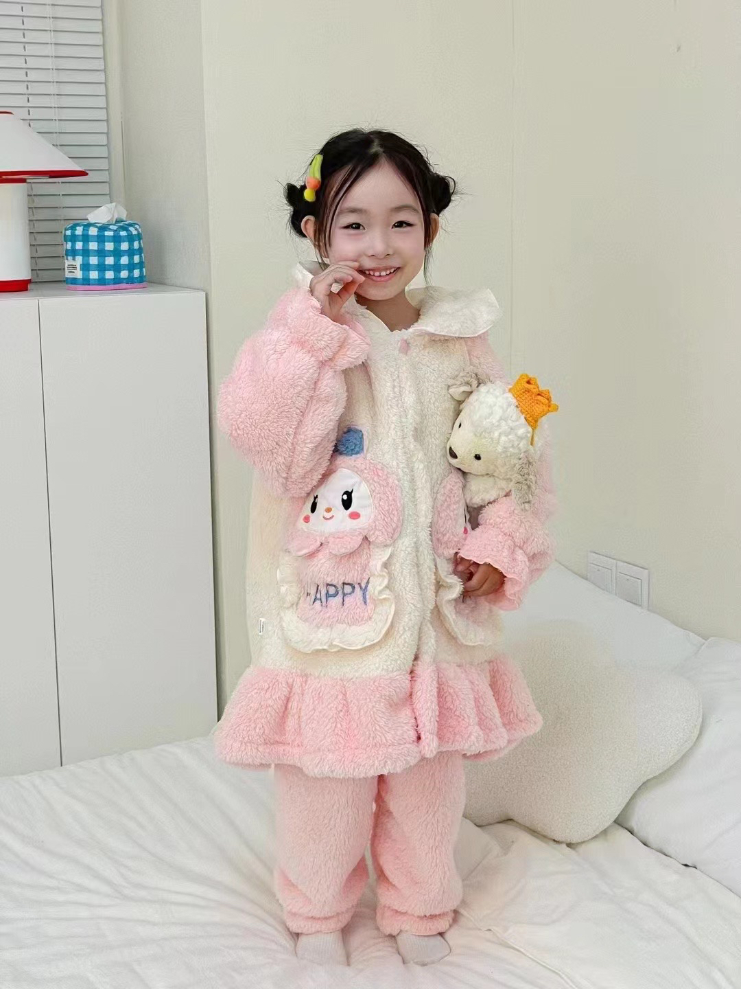 新款儿童卡通毛毛睡衣