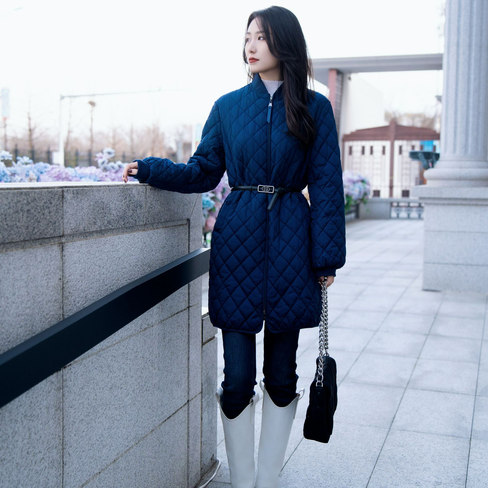 阿玛施AMASS【绗缝棉服 】秋冬中长款新雪丽绗缝棉服 5400632