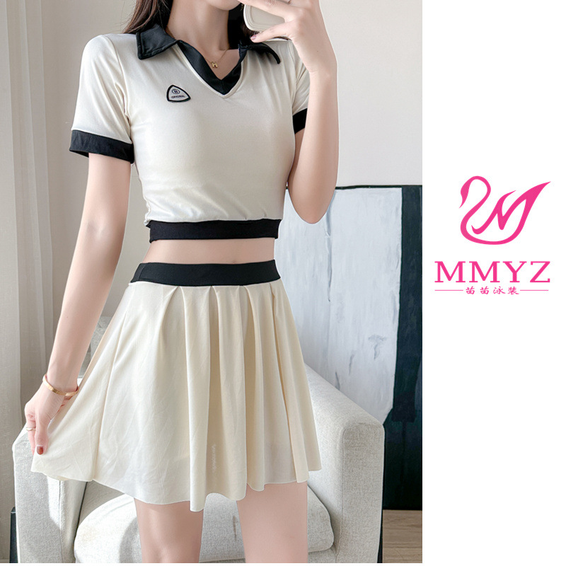 2025新款保守甜美性感分体少女学生保守显瘦遮肚温泉运动训练泳装