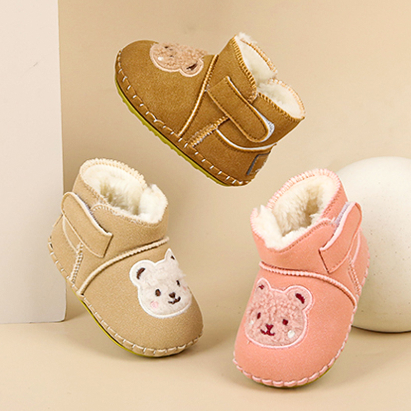 冬季加绒学步鞋0-2岁男宝宝学步鞋加厚保暖软底学步鞋