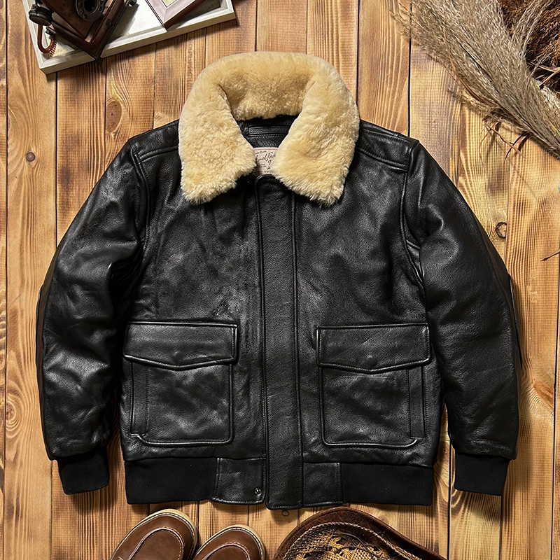 美式复古G1空军员飞行服皮夹克头层牛皮冬季加棉加厚真皮皮衣外套