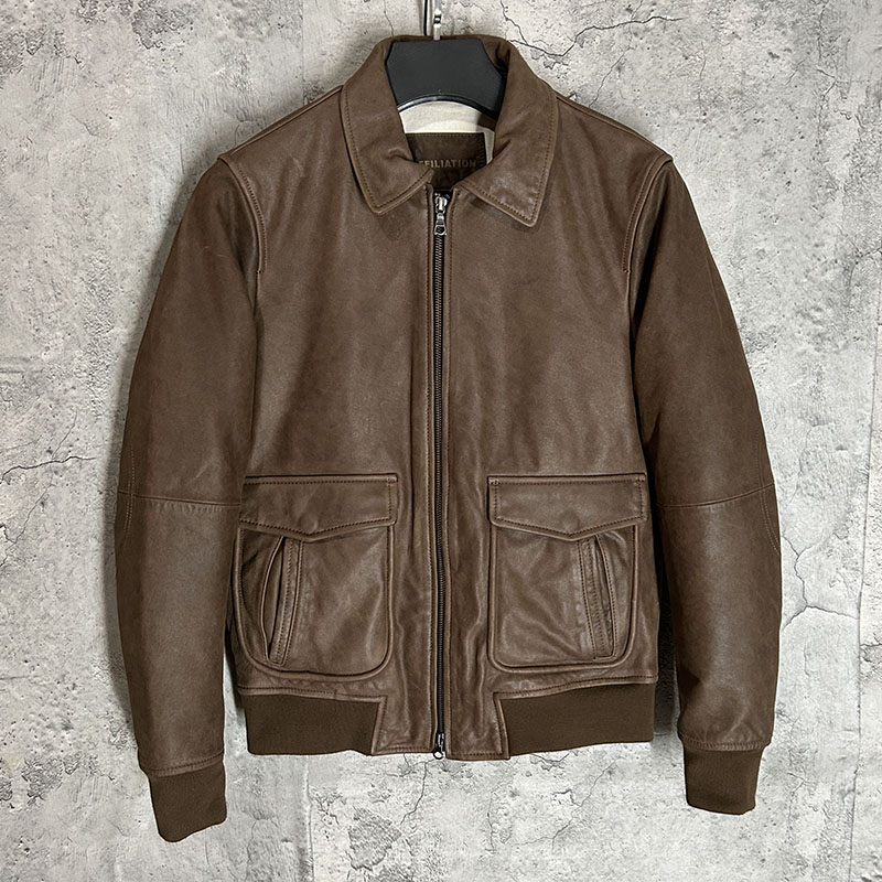复古做旧A2皮夹克油绒牛皮男士皮衣外套狂飙张译同款
