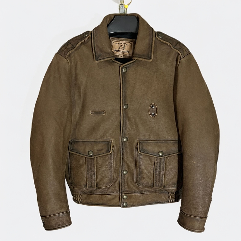 加州巡骑警皮夹克复古做旧头层厚软牛皮外套男款美式工装真皮皮衣