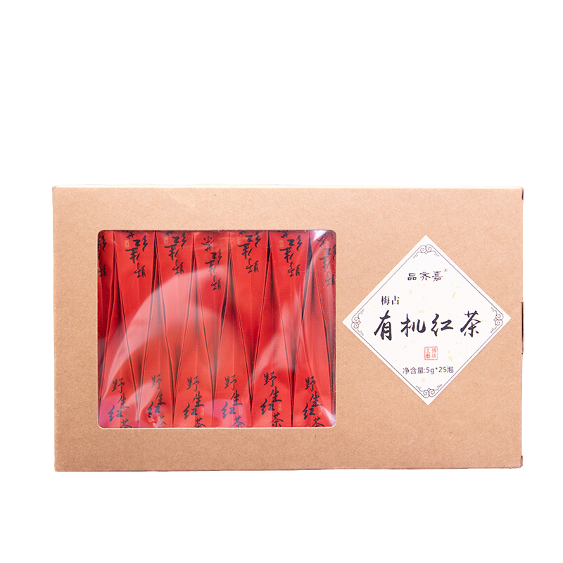 品齐嘉茶叶-梅占有机红茶 5g一泡25泡-政和红茶 两盒