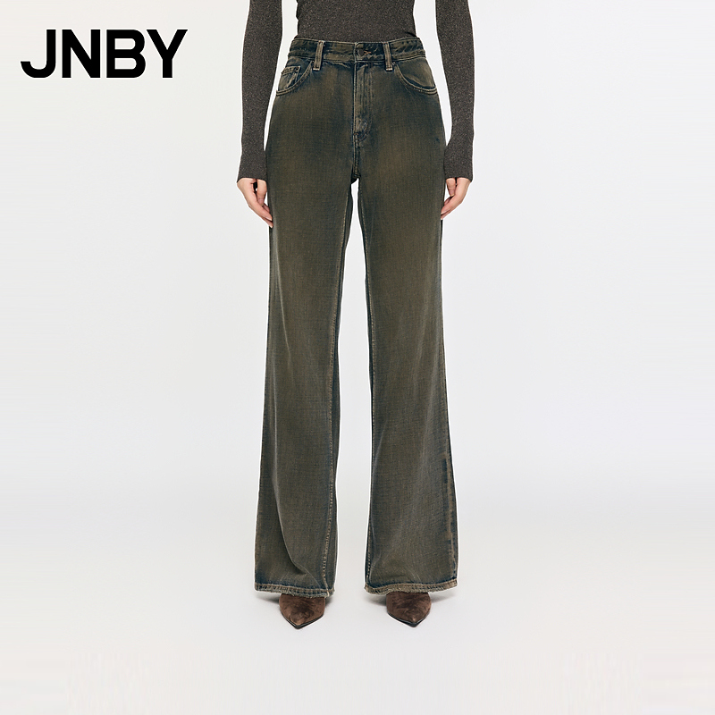 JNBY/江南布衣秋冬喇叭牛仔裤女水洗做旧棉质自然腰个性5O0E11280