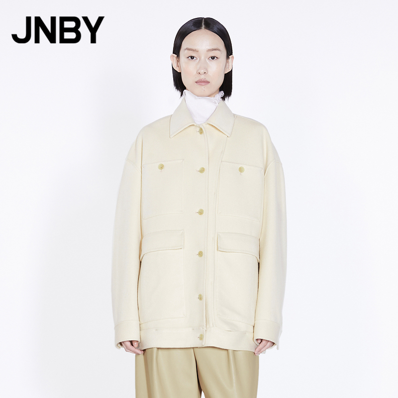 JNBY/江南布衣冬季摩登夹克大口袋毛呢个性中长款外套5L9610250