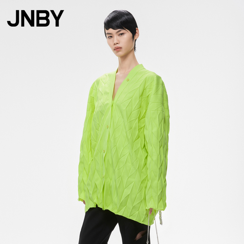 JNBY/江南布衣毛针织衫宽松开襟中长款宽松休闲外套女5N1311870