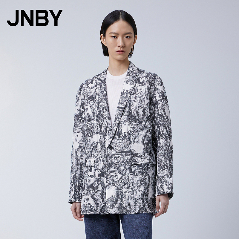 JNBY/江南布衣女装西服宽松通勤印花亚麻西装休闲5O2714070