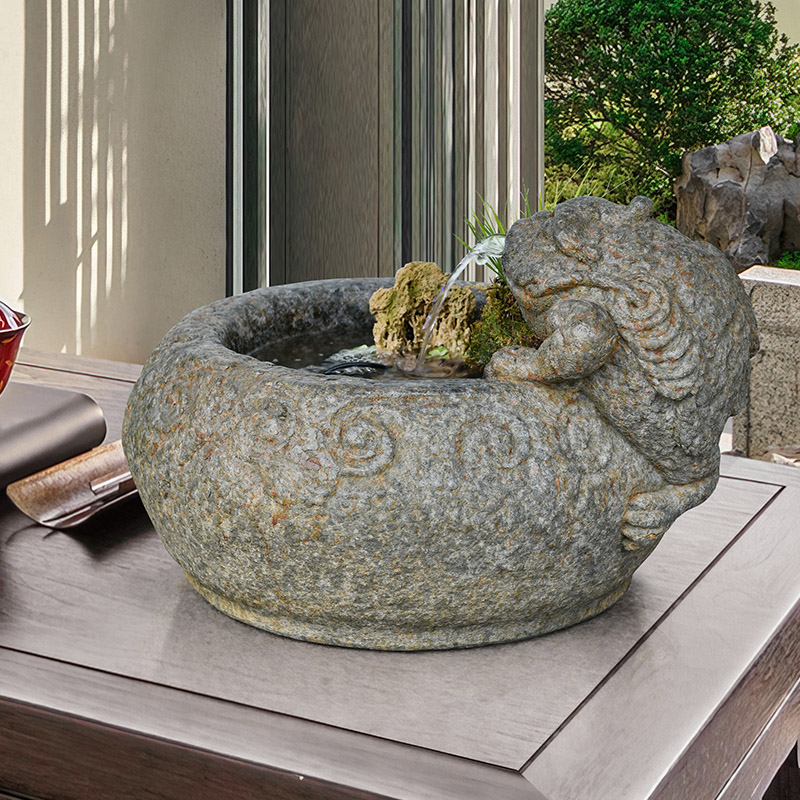 石锦坊金蟾蜍纳福桌面流水摆件循环水景观办公室客厅装饰小鱼缸