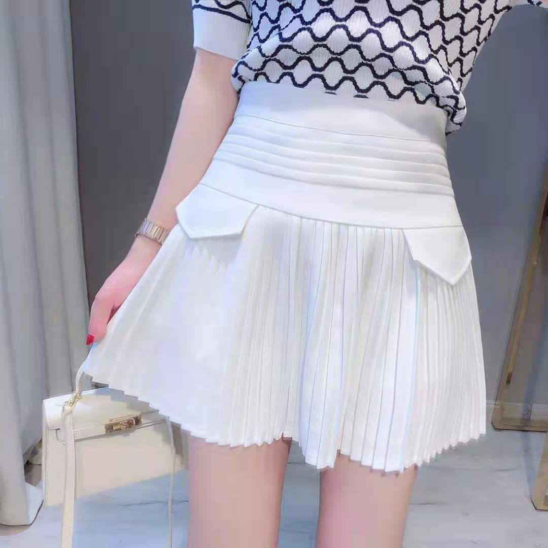 半身裙女2023秋季新款高腰显瘦百褶裙设计感小众防走光A字短裙子