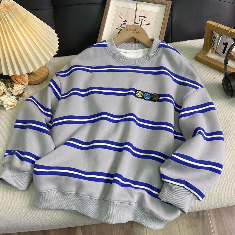 佑妈家童装 男女童帅气潮款卫衣 儿童春秋条纹长袖上衣 