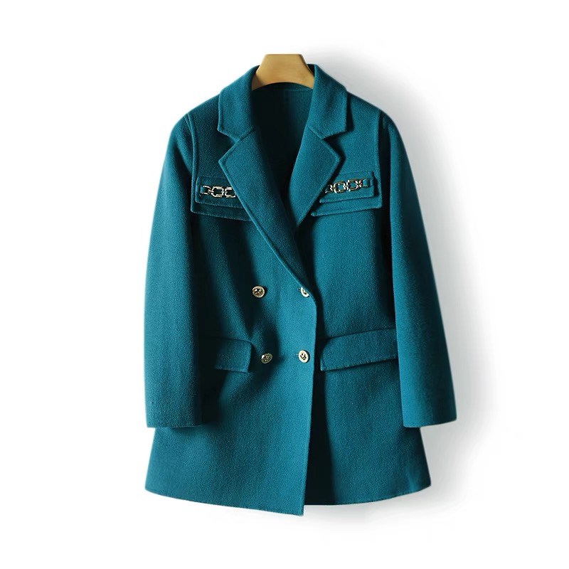 Luoxi/罗皙双面呢大衣气质时尚百搭女士中长款设计师翻领6693