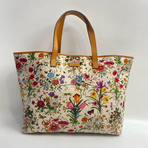 95新 GUCCI/古驰 帆布花卉购物袋88941
