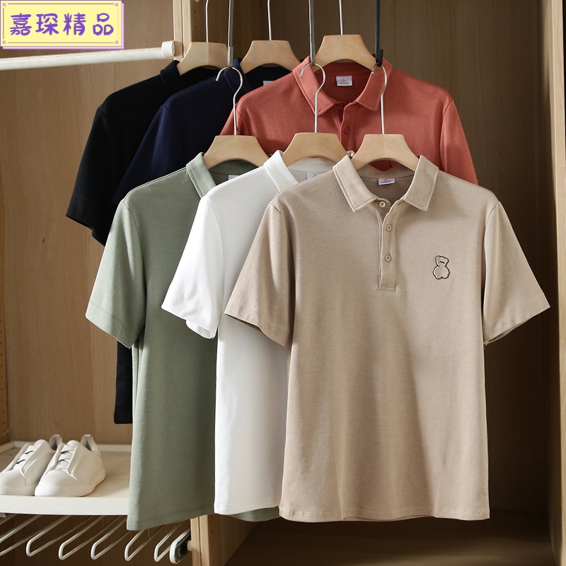 百搭简约精工刺绣！3D斜纹棉！经典小熊翻领Polo衫绣潮流纯色T