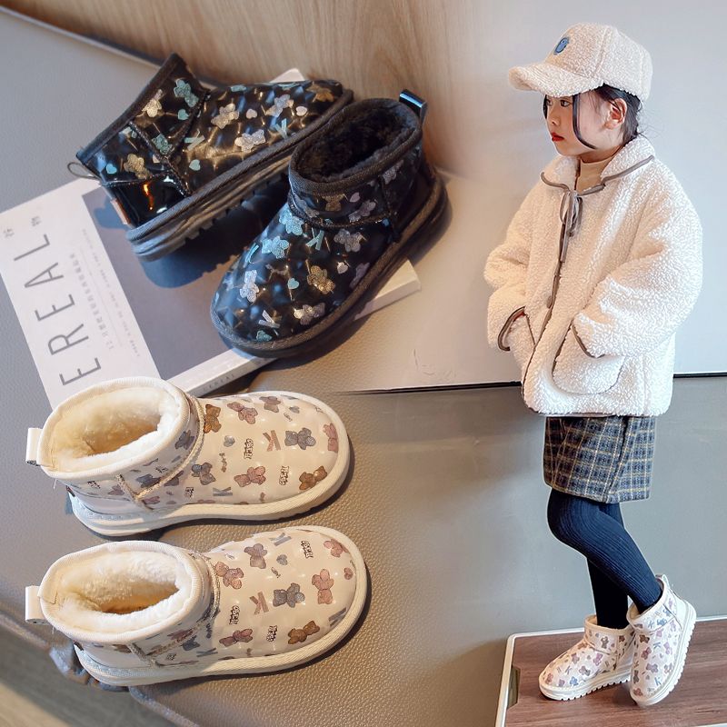 巴朵拉儿童雪地靴2023年冬季新款男女童软底防水防滑棉鞋中大童加
