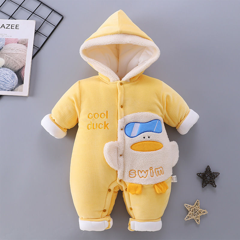 巴朵拉秋冬加厚婴儿棉服外出服爬服新生儿无骨连体衣3-12个月宝宝
