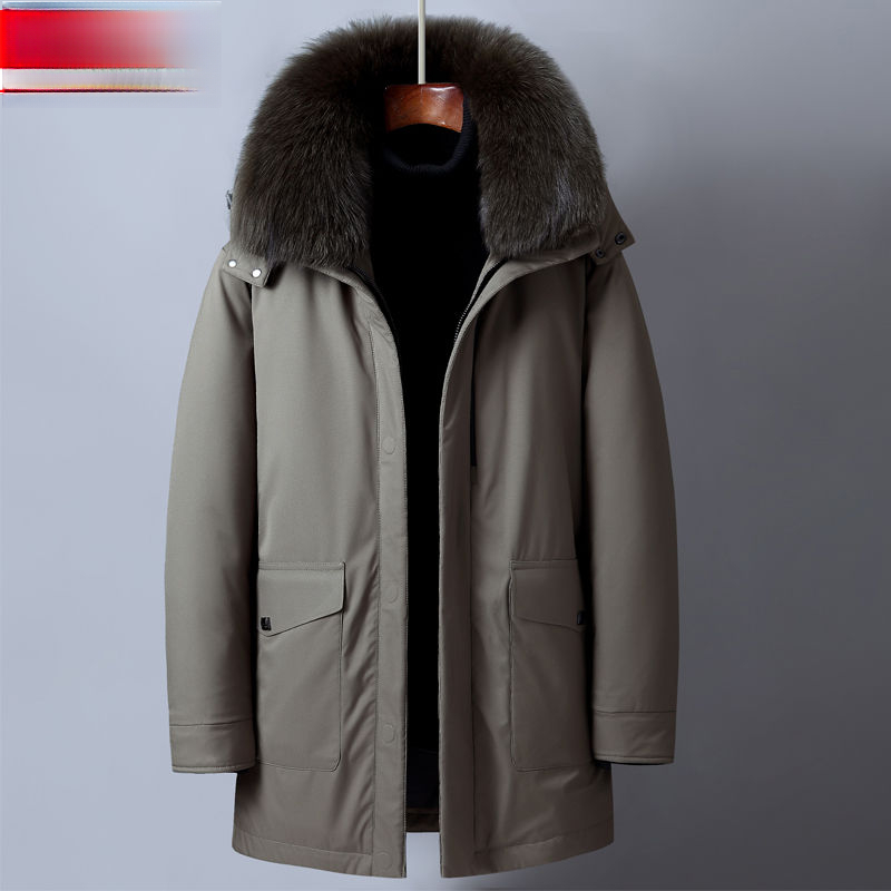 波司断码羽绒服男中长款爸爸装冬季中老年人外套加厚时尚百搭可脱