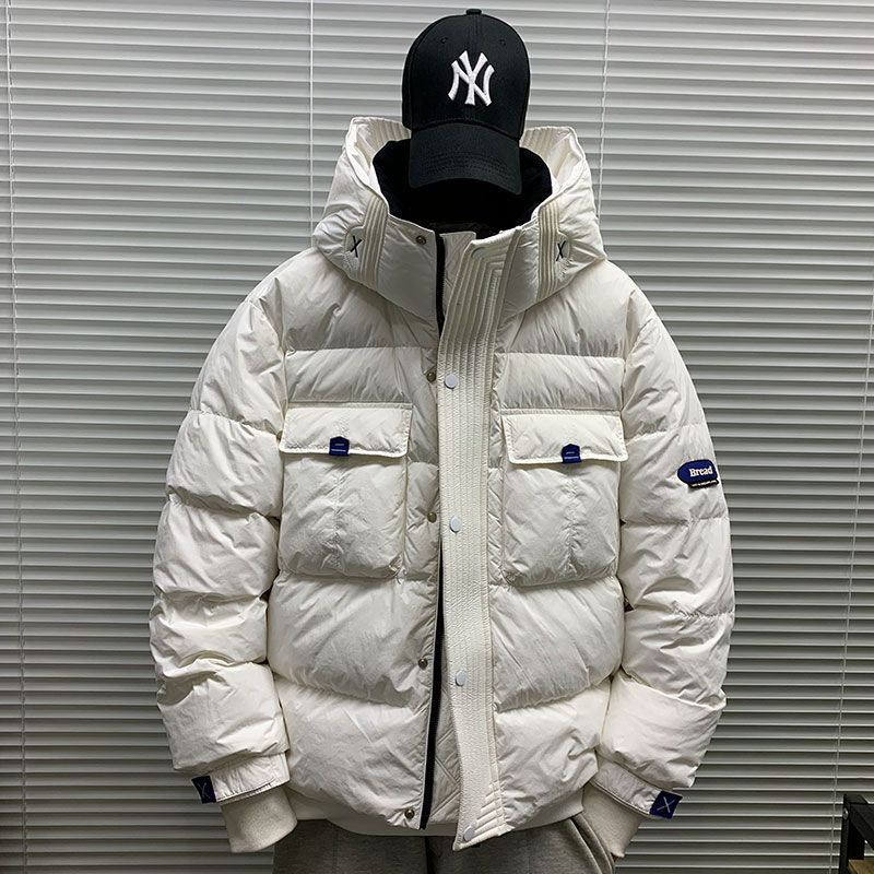 波司断码2023冬季新款工装连帽短款羽绒服男士休闲宽松百搭潮牌派