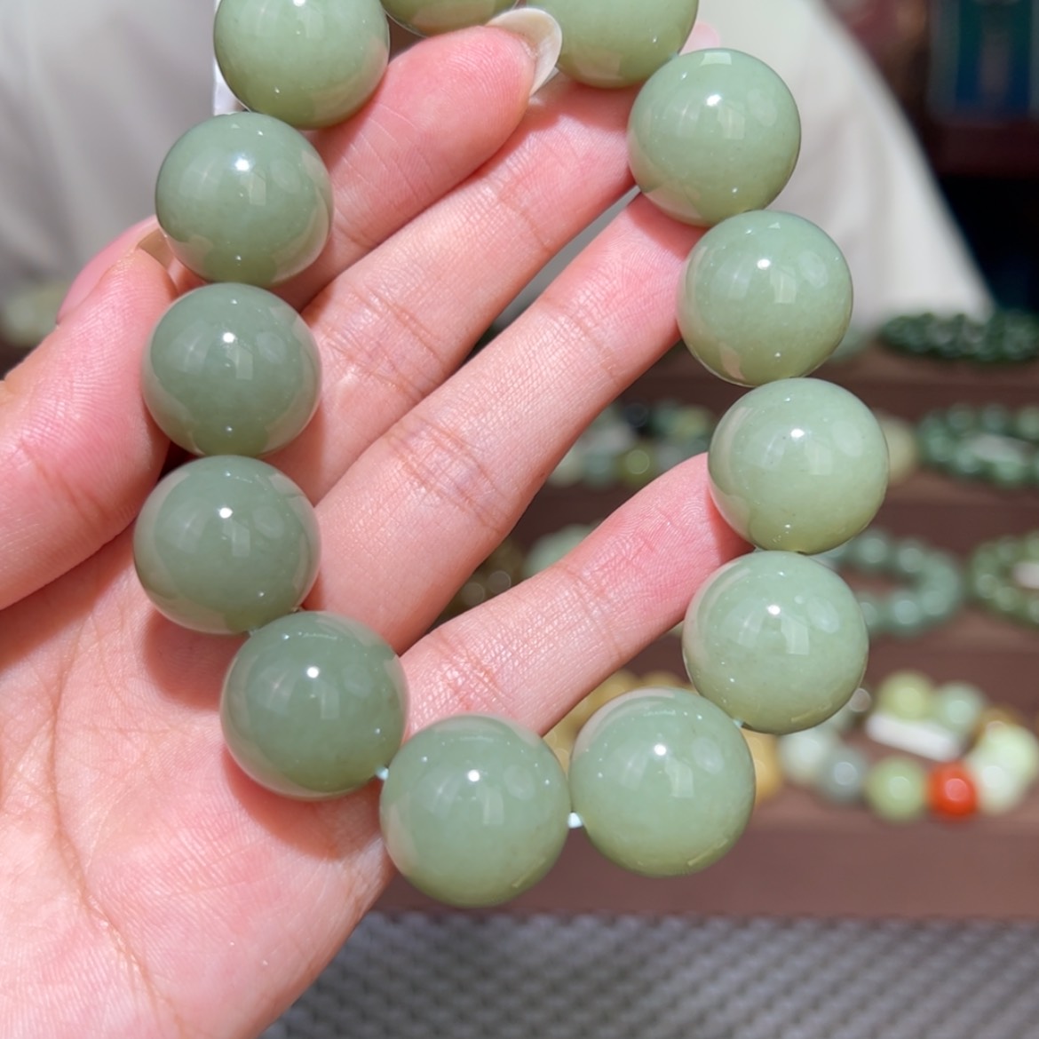 【闪购商品】和田玉手串未镶嵌038新疆且末蓝18mm