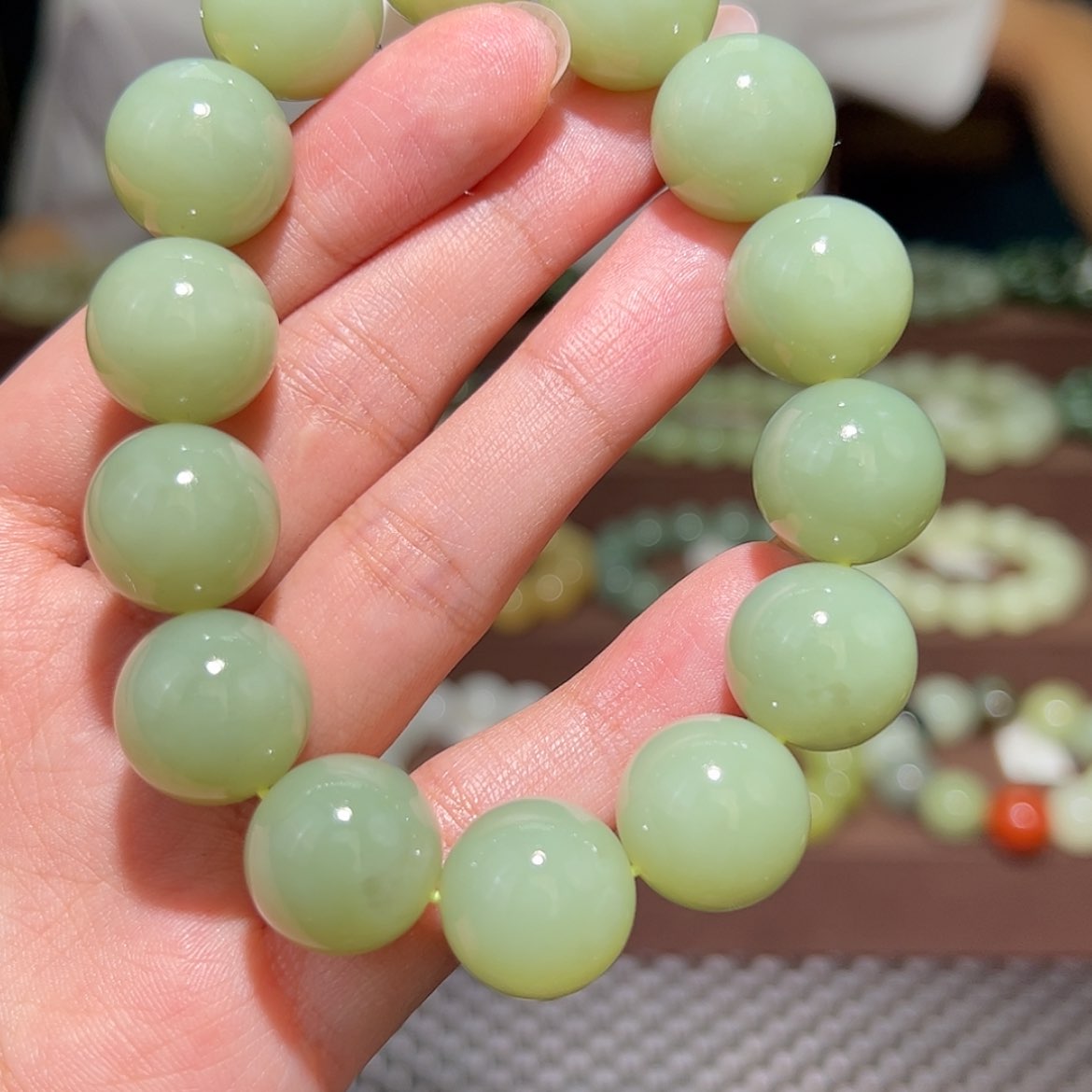 【闪购商品】和田玉手串未镶嵌026俄料鸭蛋青粉青16mm