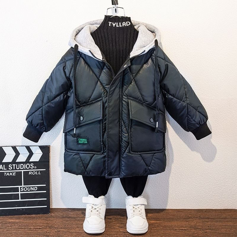 男童棉服羽绒服男大童棉服套装中长款特厚棉袄男清仓冬款加绒加厚