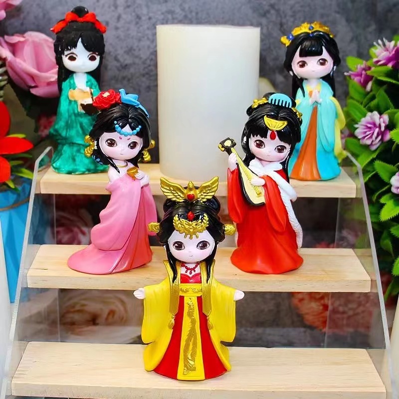 国潮少女上色手工3D小立体古风可爱美女石膏娃娃精选彩绘下单
