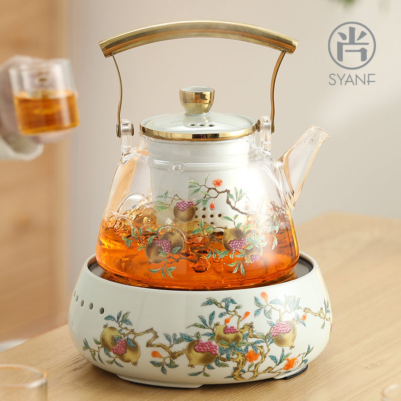 尚言坊高端电陶炉蒸煮茶器煮茶壶玻璃茶炉白茶黑茶家用