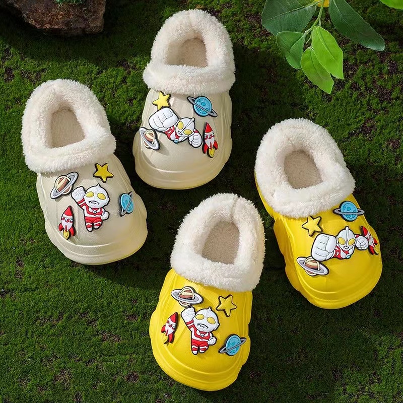 EVA儿童棉拖冬季男女童保暖可爱卡通奥特曼可拆卸防滑亲子棉拖鞋